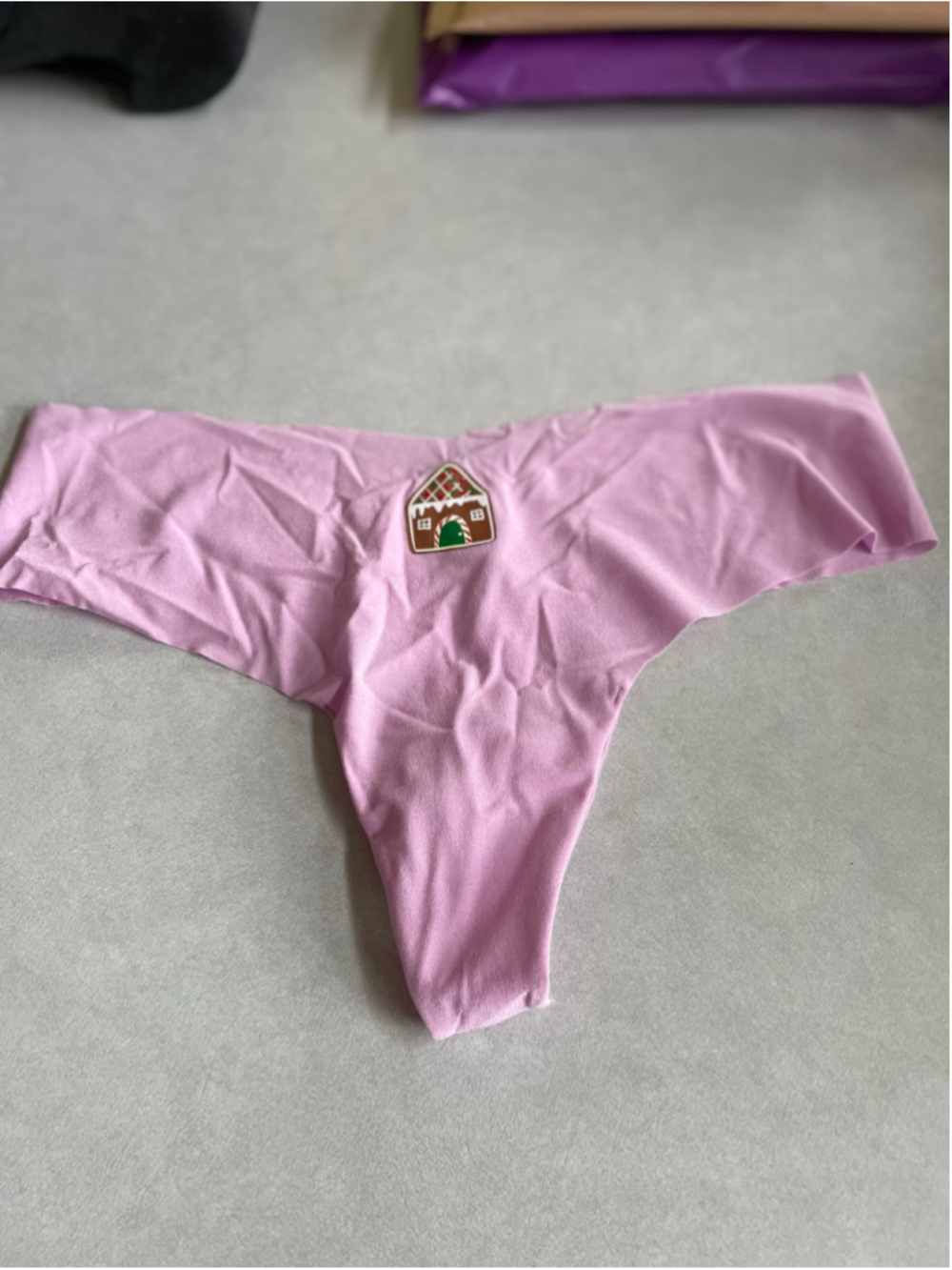Women's Victoria's Secret PINK Thong Panties, Size L, Pink Gingerbread House